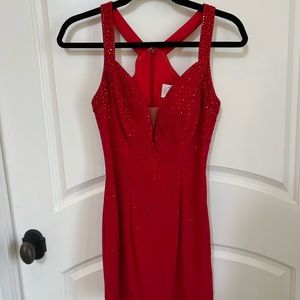 Red Homecoming Dress with Red Rhinestones